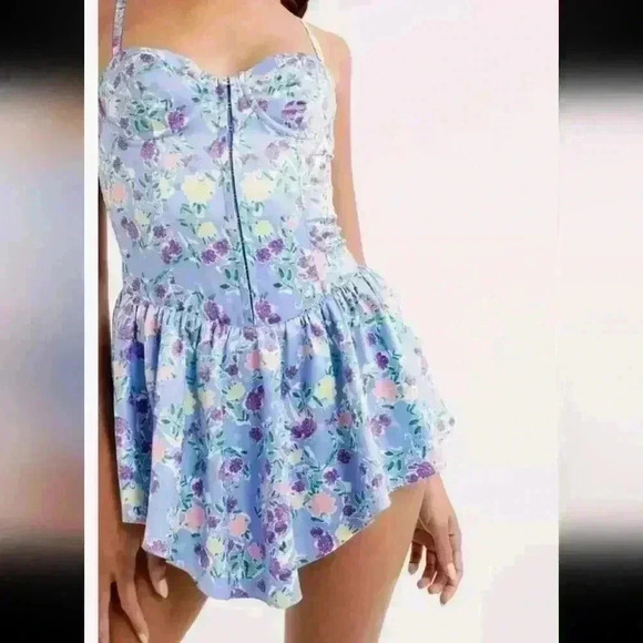 For Love And Lemons Womens Blue Charlene Mini Dress S - Picture 2 of 15